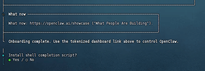 Shell completion -- select yes