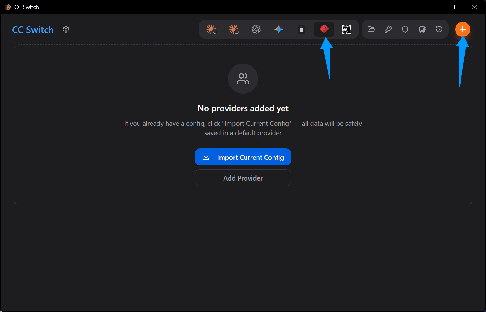 CC-Switch -- OpenClaw tab with Add button
