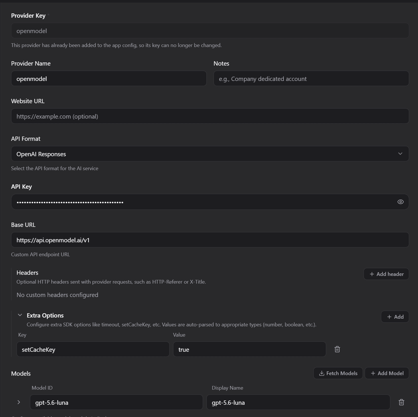 Configure provider details