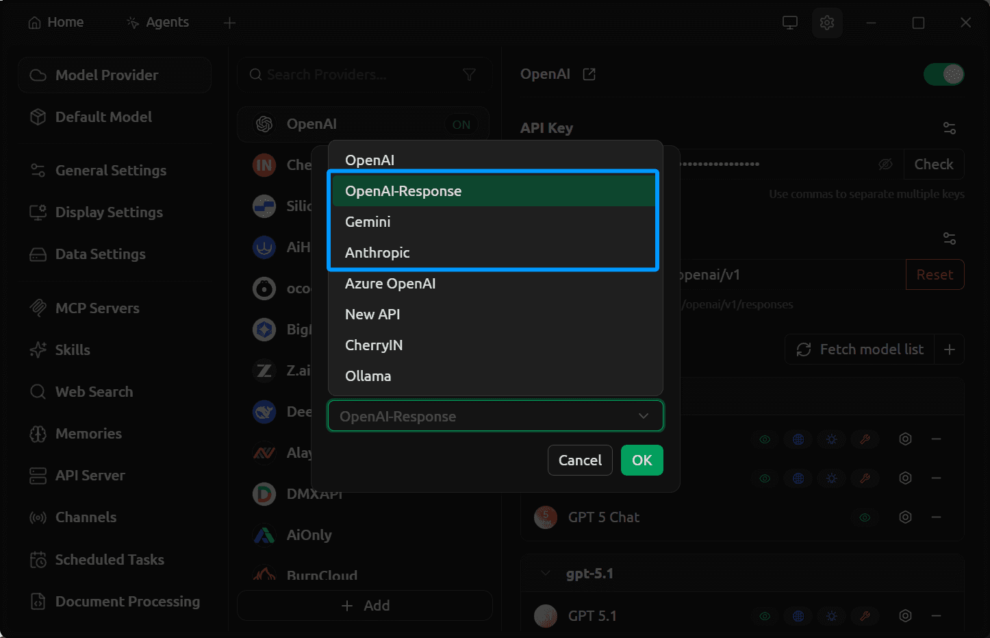Choose protocol type