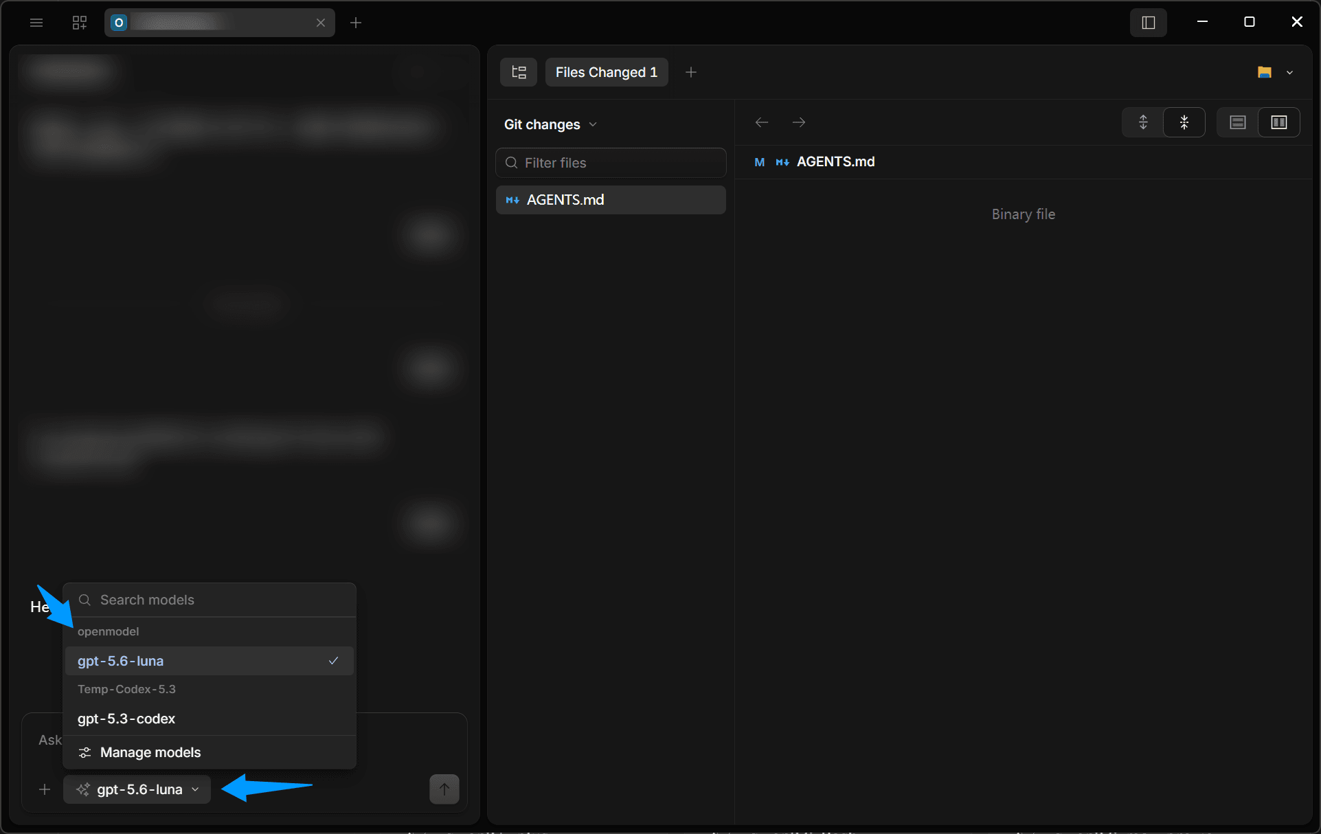 Select your configured model in OpenCode