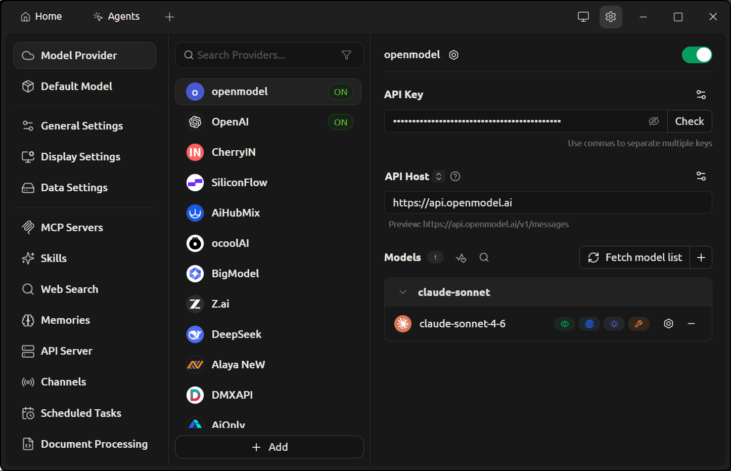 Configure OpenModel connection