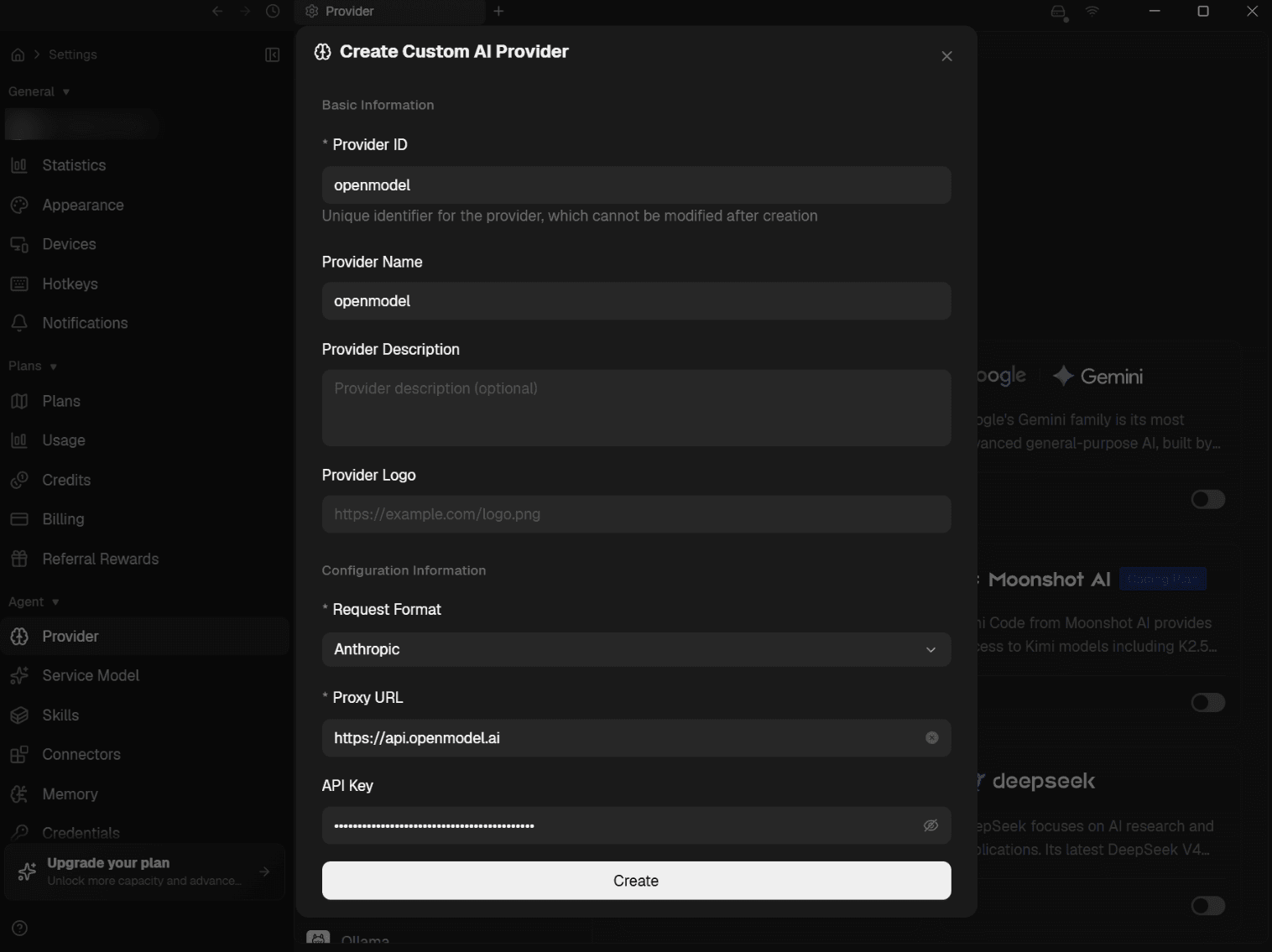 Configure provider details