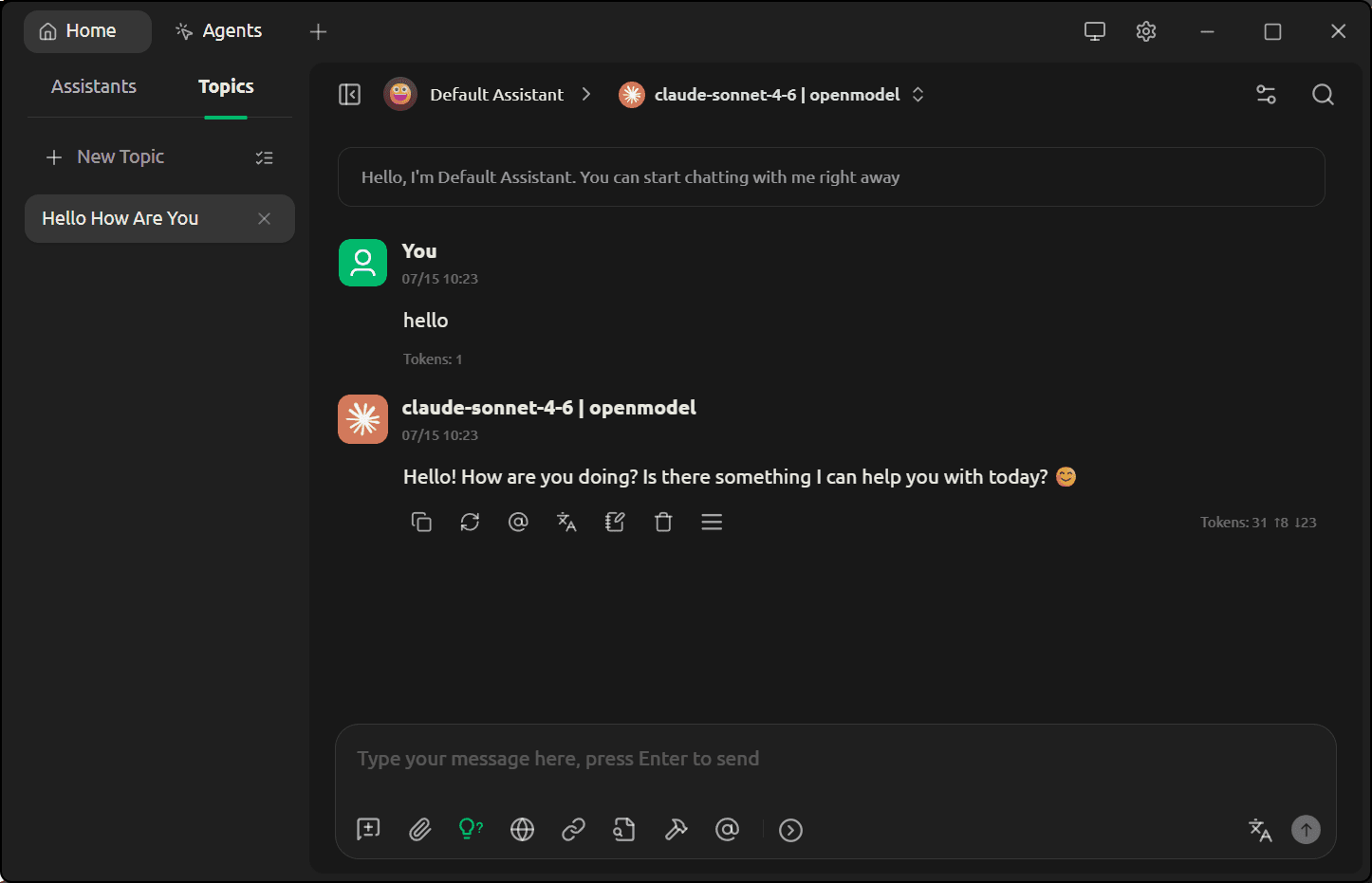 Successful test conversation